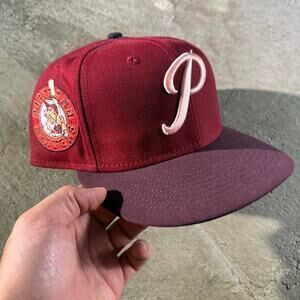New Era Portland Beavers Cap Hat Milb Burgundy Peach Minor League Fitted 7 1/8